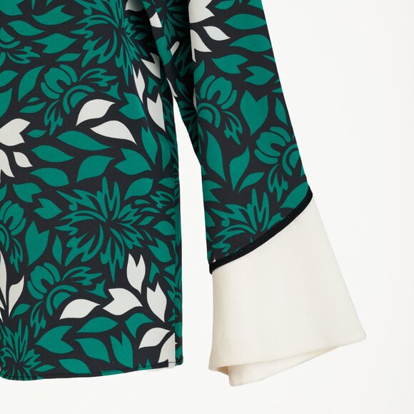 Dorothee Schumacher Green Botanical Print Silk Button Up Collar & Cuff Blouse - Picture 6 of 10